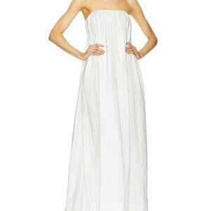 Helsa White Crinkle Pleated Gown